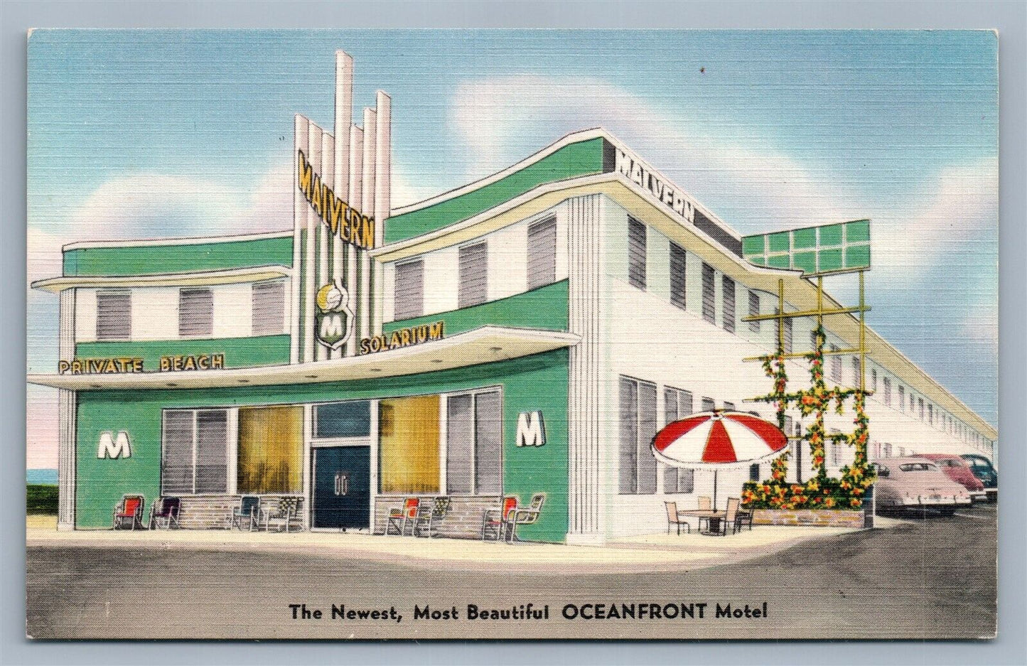 MIAMI BEACH FL MALVERN MOTEL ADVERTISING VINTAGE POSTCARD