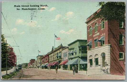 SO. MANCHESTER CT MAIN STREET ANTIQUE POSTCARD