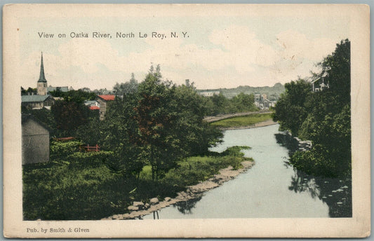 LE ROY NY OATKA RIVER ANTIQUE POSTCARD