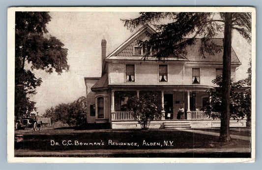 ALDEN NY DR. BOWMAN'S RESIDENCE ANTIQUE POSTCARD