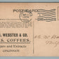 CINCINNATI OH TEA COFFEEE CIGARS WEBSTER & CO. ADVERTISING 1909 ANTIQUE POSTCARD