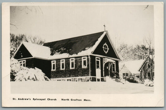 NORTH CRAFTON MA ST. ANDREW'S EPISCOPAL CHURCH VINTAGE REAL PHOTO POSTCARD RPPC