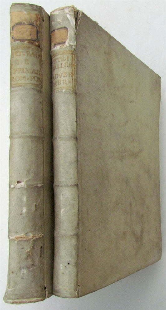 1770 2 volumes VELLUM BOUND ROMANORUM PONTIFICUM by PETRI BALLERINI