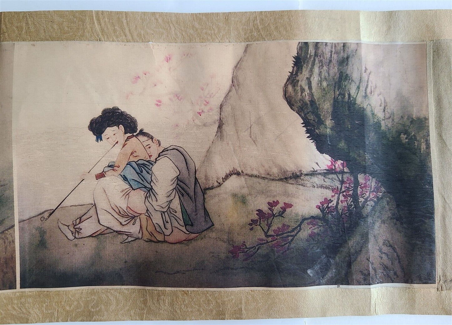 1920s CHINESE EROTIC SCROLL HAND PAINTED vintage SHUNGA 10 by 133"