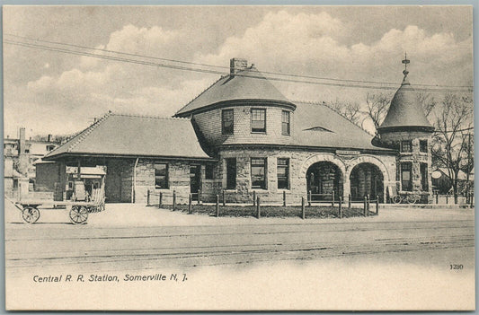 SOMERVILLE NJ RAILROAD STATION RAILWAY TRIN DEPOT ANTIQUE POSTCARD