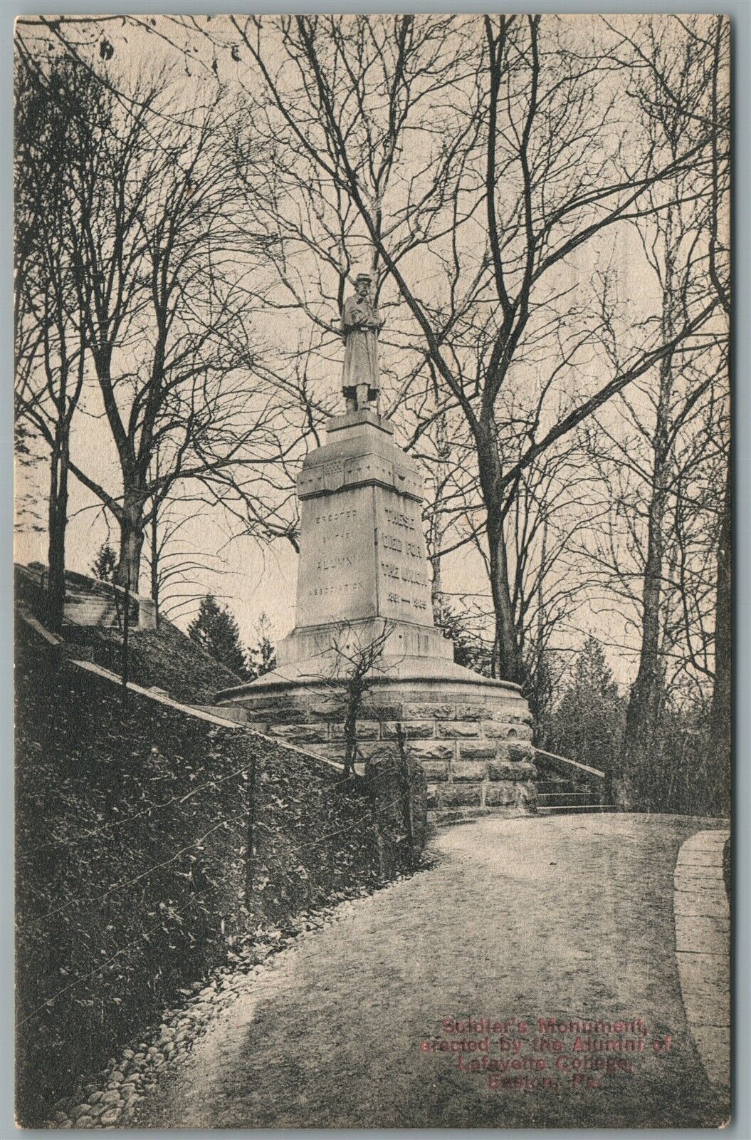 EASTON PA SOLDIER'S MONUMENT ANTIQUE POSTCARD