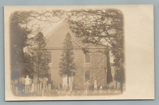 BRIDGETON NJ BROAD STREET CHURCH & CEMETERY ANTIQUE REAL PHOTO POSTCARD RPPC