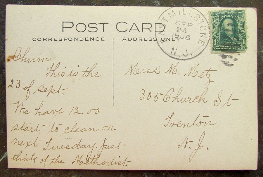 BLACKWELLS MILLS N.J. RPPC ANTIQUE 1908 REAL PHOTO POSTCARD