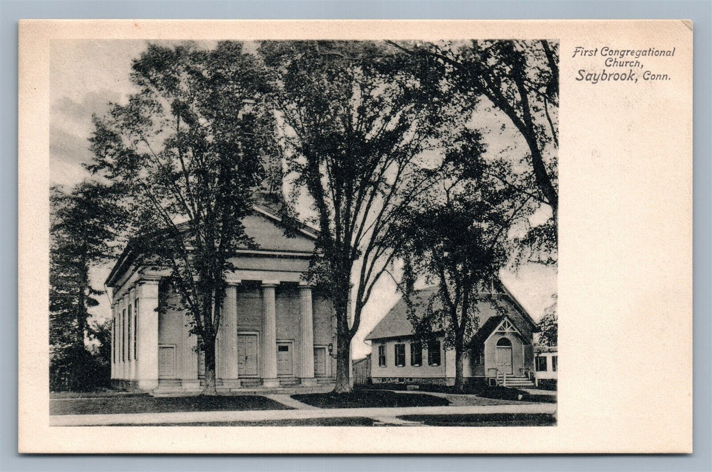 SAYBROOK CT FIRST CONGREGATIONAL CHURCH UNDIVIDED ANTIQUE POSTCARD