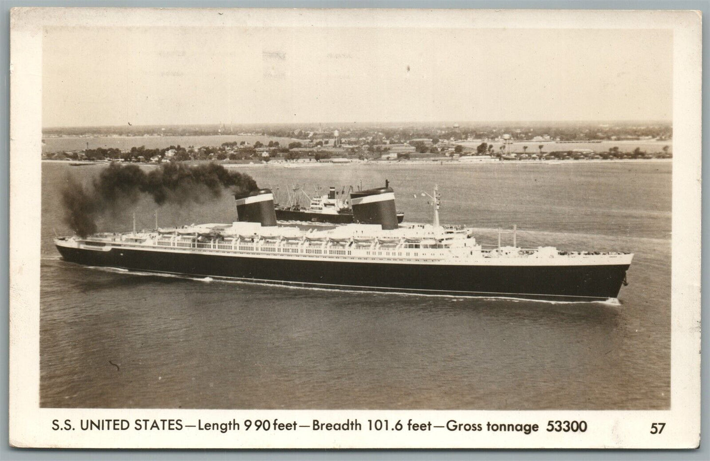 SHIP SS UNITRED STATES 1952 VINTAGE REAL PHOTO POSTCARD RPPC