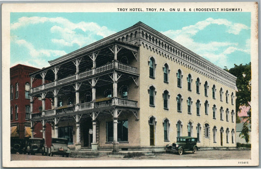 TROY PA HOTEL ANTIQUE POSTCARD