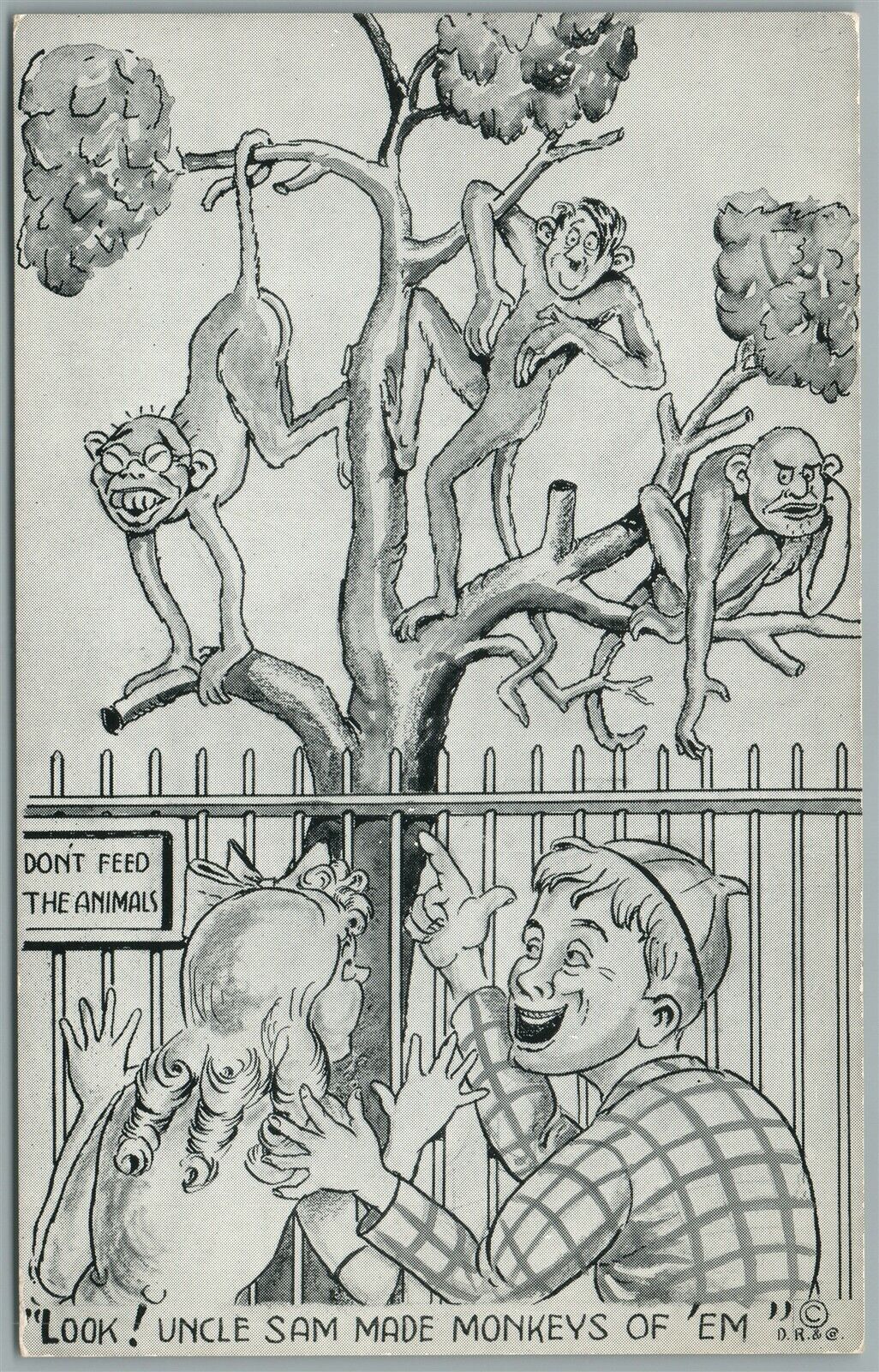 AMERICAN ANTI-GERMAN P VINTAGE POSTCARD UNCLE SAM MADE MONKEY'S OF 'EM