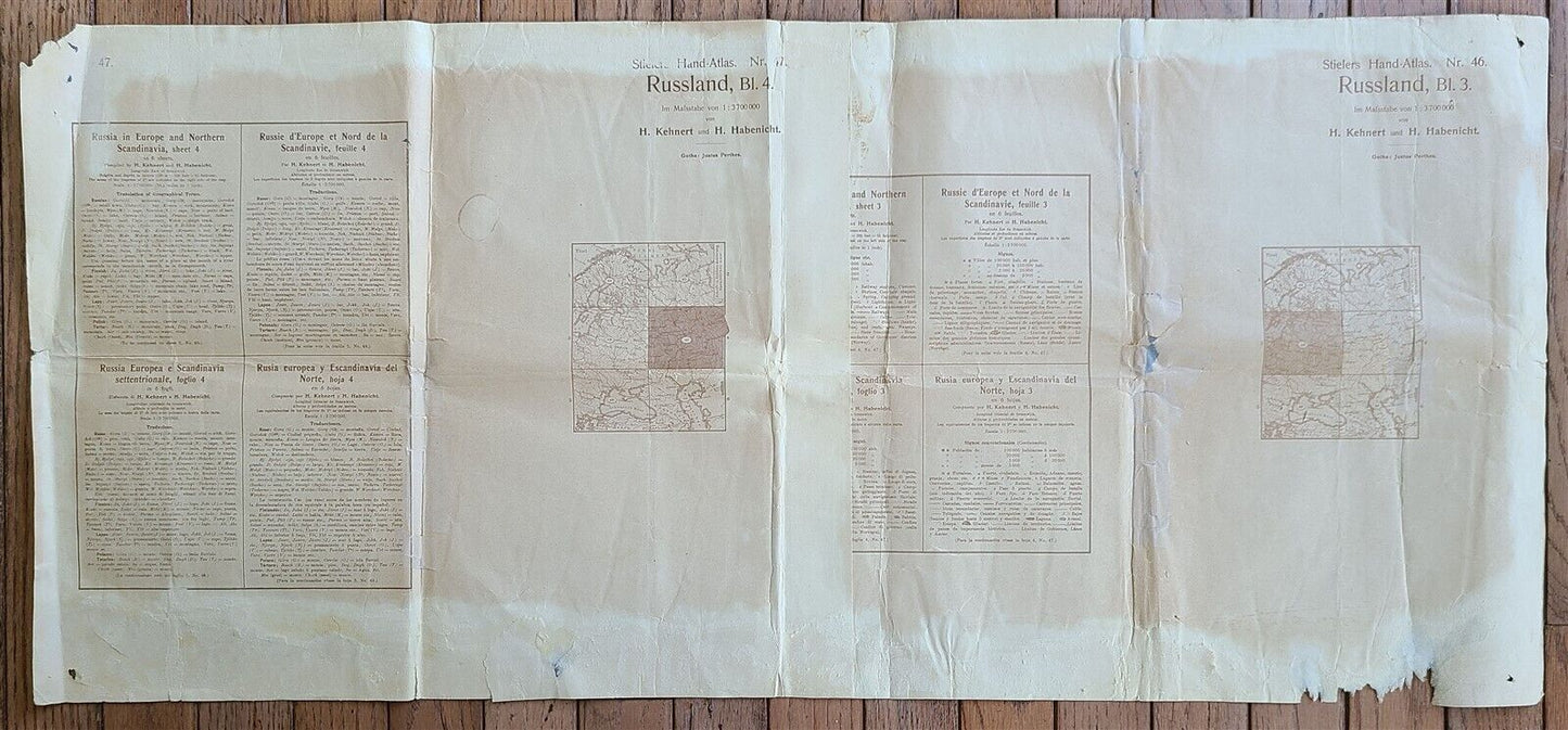 1912 GERMAN MAP of RUSSIA ANTIQUE size 12 by 14" ORIGINAL pre-WWI