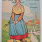 FRENCH ANTIQUE COMIC POSTCARD w/FOLDING VERSAILLES MINIATURE VIEWS PEASANT GIRL