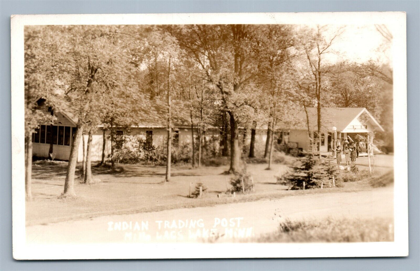 AMERICAN INDIAN TRADING POST MILE LACKS LAKE MN ANTIQUE REAL PHOTO POSTCARD RPPC