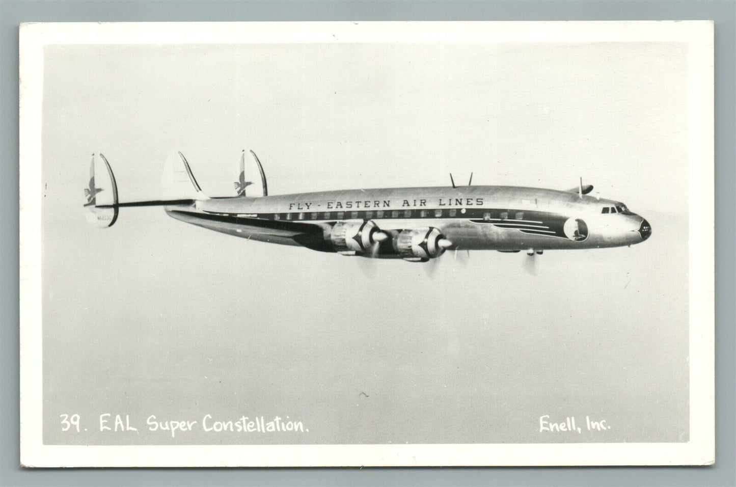 EASTERN AIRLINES PLANE VINTAGE REAL PHOTO POSTCARD RPPC EAL SUPER CONSTELLATION