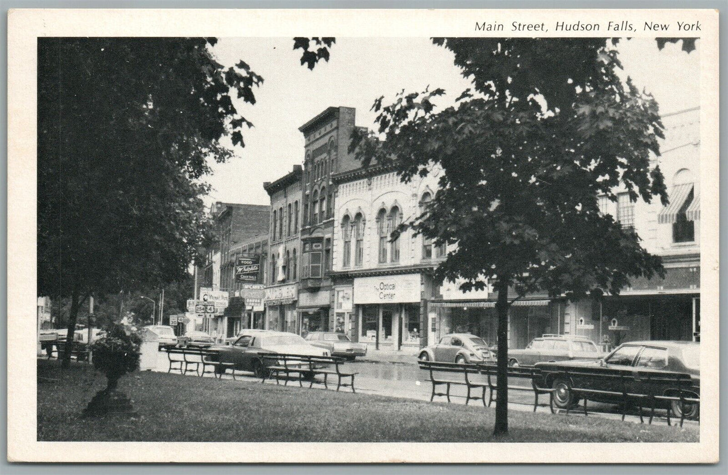 HUDSON FALLS NY MAIN STREET VINTAGE POSTCARD