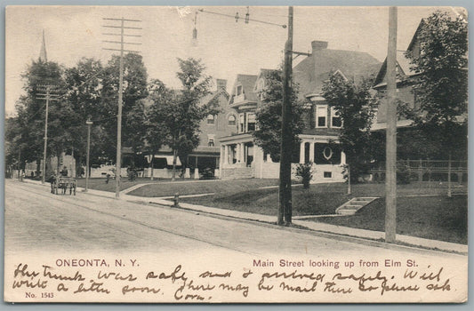ONEONTA NY MAIN STREET ANTIQUE POSTCARD