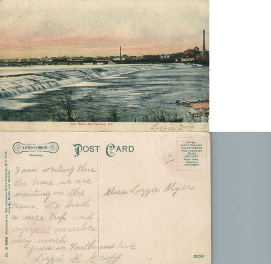 NORRISTOWN PA THE DAM ANTIQUE POSTCARD