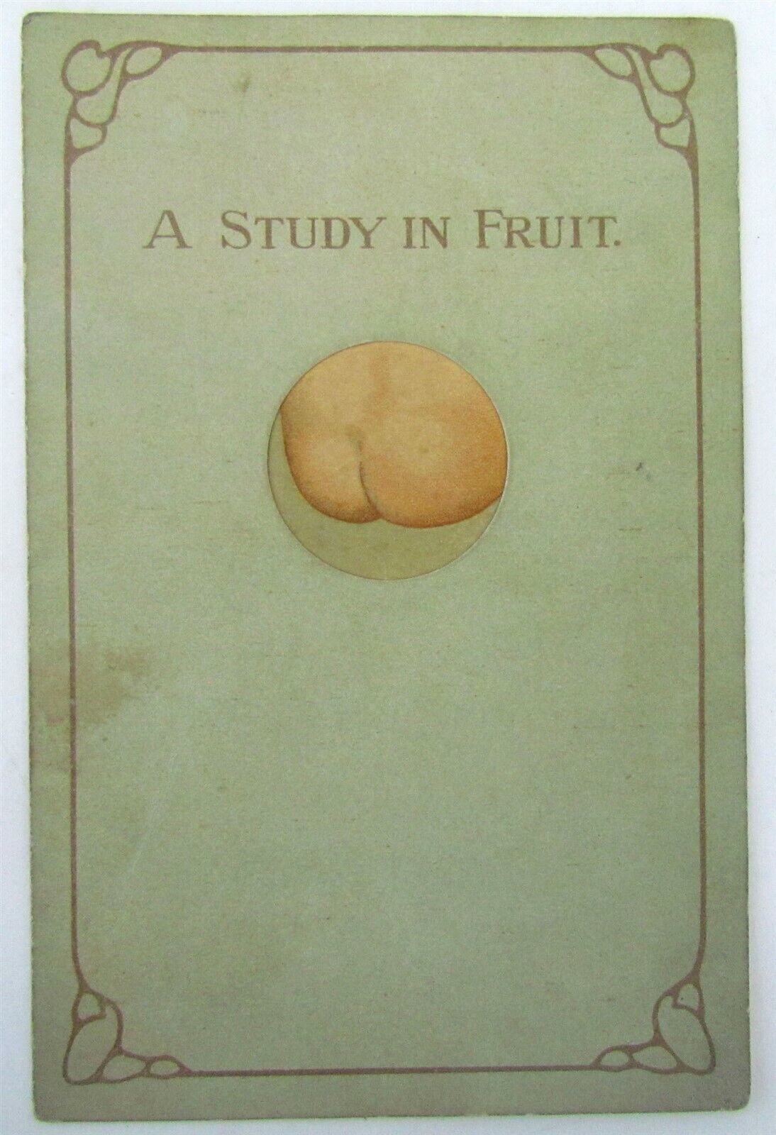 MECHANICAL COMIC ANTIQUE POSTCARD - STUDY IN FRUIT risque