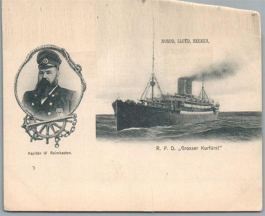 STEAMSHIP GROSSER KURFURST SHIP ANTIQUE POSTCARD