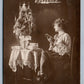 DREAMING FIRL w/ CHRISTMAS TREE ANTIQUE REAL PHOTO POSTCARD RPPC