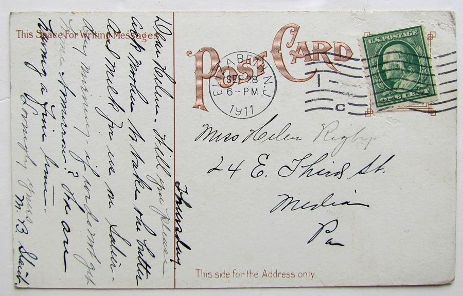 VINTAGE 1911 POSTCARD SCOTT PARK ELIZABETH NEW JERSEY NJ