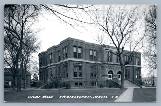 WORTHINGTON MN COURT HOUSE VINTAGE REAL PHOTO POSTCARD RPPC