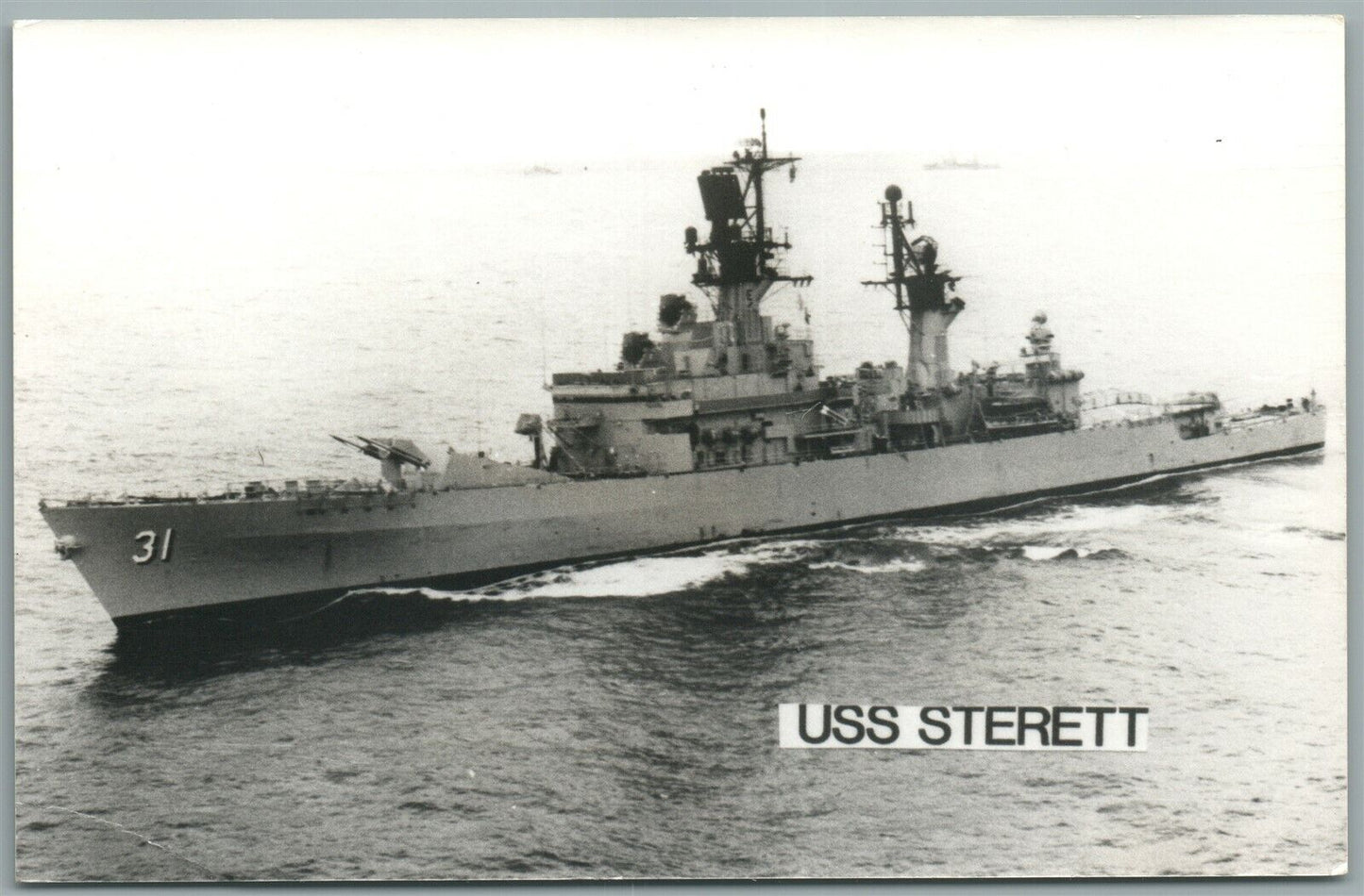 MILITARY SHIP USS STERETT VINTAGE REAL PHOTO POSTCARD RPPC