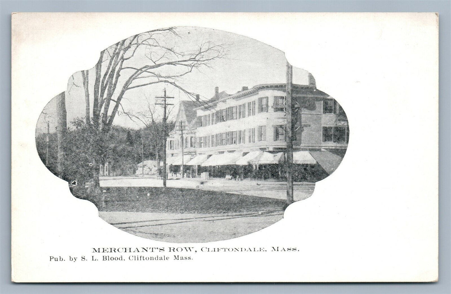 CLIFTONDALE MA MERCHANT'S ROW ANTIQUE UNDIVIDED POSTCARD