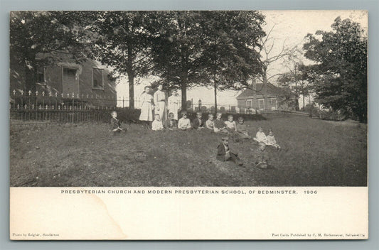 BEDMINSTER PA PRESBYTERIAN CHURCH SCHOOL DOUBLE SIDED ANTIQUE POSTCARD PERKASIE
