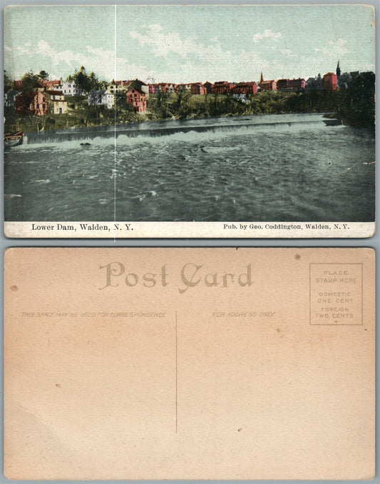 WALDEN N.Y. LOWER DAM ANTIQUE POSTCARD