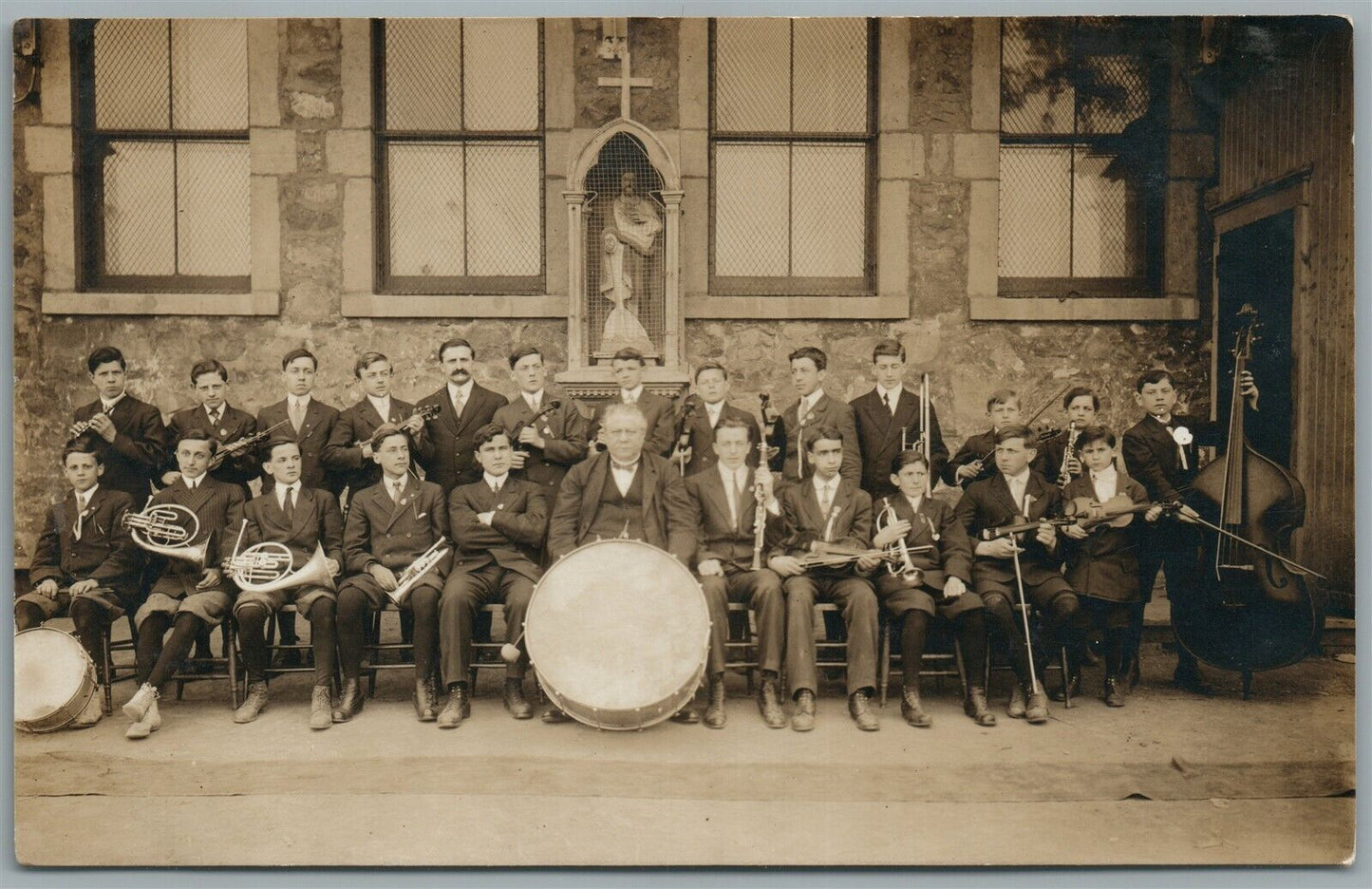 CHURCH ORCHESTRA ANTIQUE REAL PHOTO POSTCARD RPPC