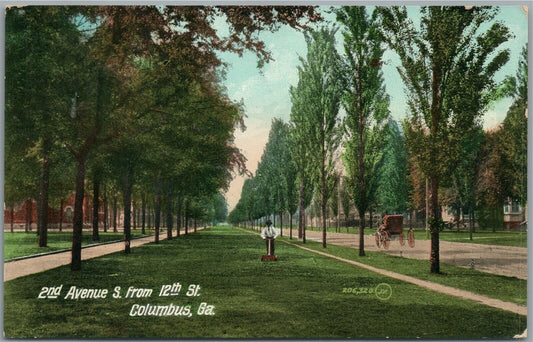 COLUMBUS GA SECOND AVENUE ANTIQUE POSTCARD