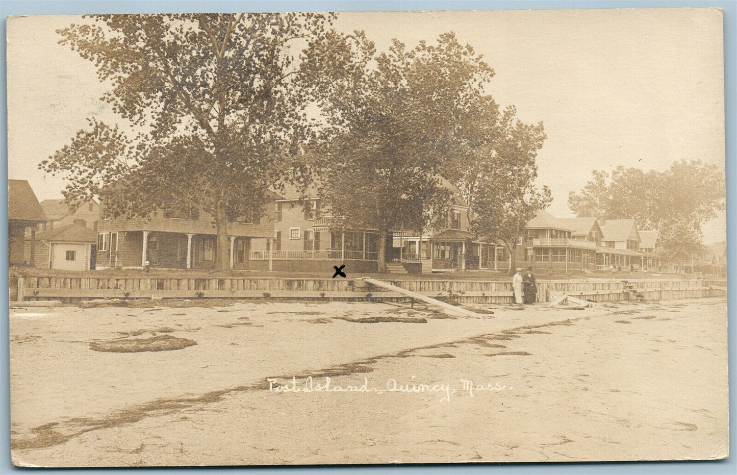 POST ISLAND QUINCY MA ANTIQUE REAL PHOTO POSTCARD RPPC