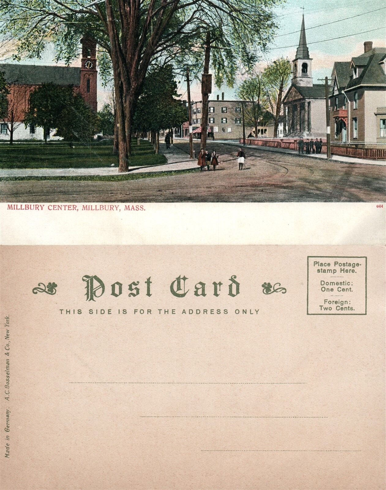 MILLBURY CENTER MA ANTIQUE UNDIVIDED POSTCARD