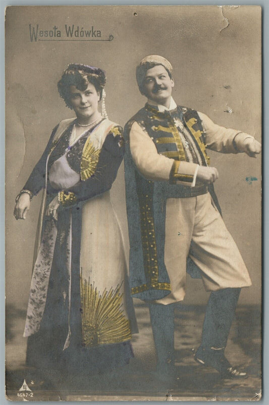 POLISH OPERETTA WESOLA WDOWKA ANTIQUE REAL PHOTO POSTCARD RPPC Poland