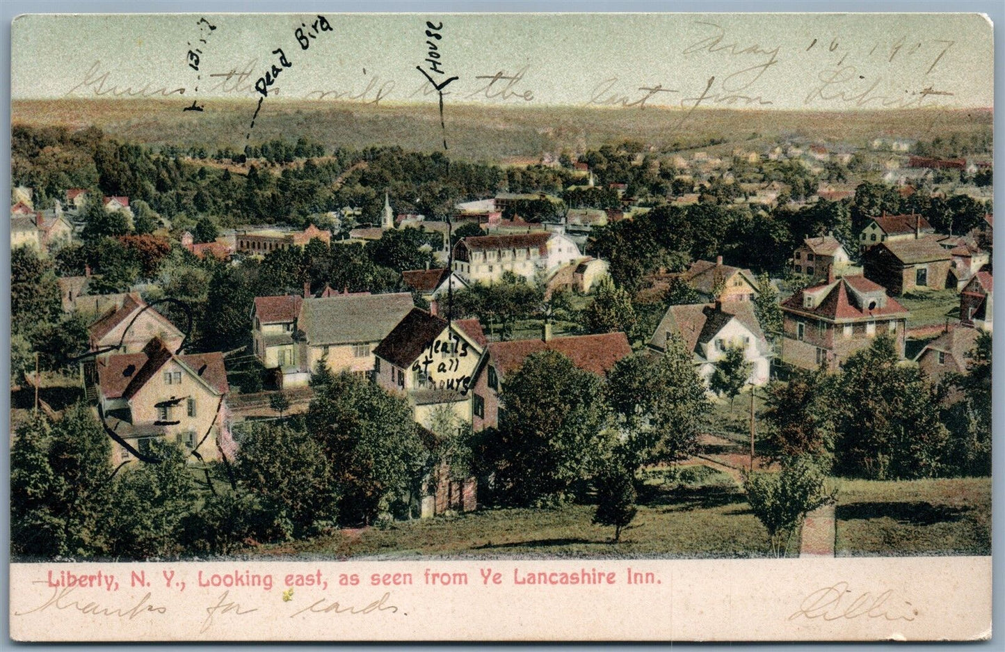 LIBERTY NY FROM LANCASHIRE INN ANTIQUE POSTCARD
