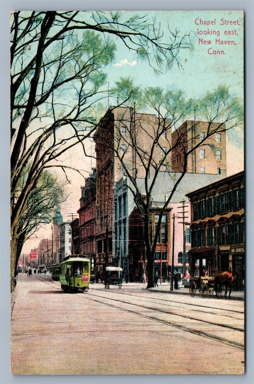 NEW HAVEN CT CHAPEL STREET ANTIQUE POSTCARD