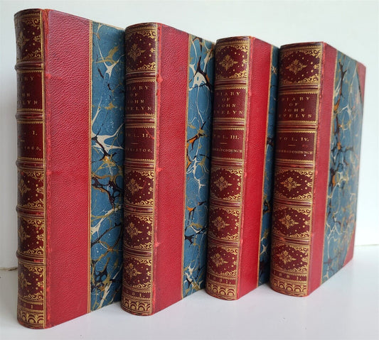 1881 DIARY & CORRESPONDENCE of JOHN EVELYN antique 4 VOLUMES illustrated