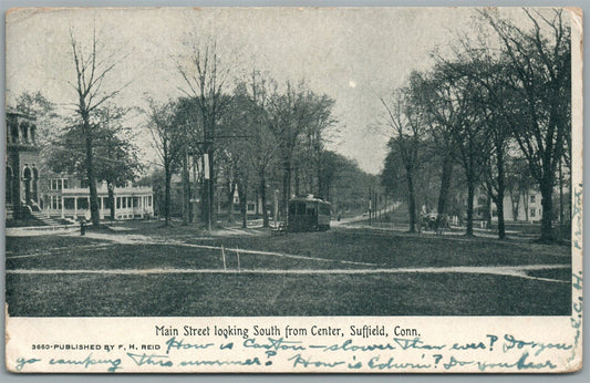 SUFFIELD CT MAIN STREET ANTIQUE POSTCARD