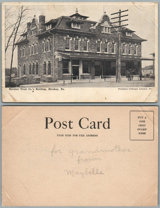 HERSHEY PA TRUST CO. BUILDING UNDIVIDED ANTIQUE POSTCARD