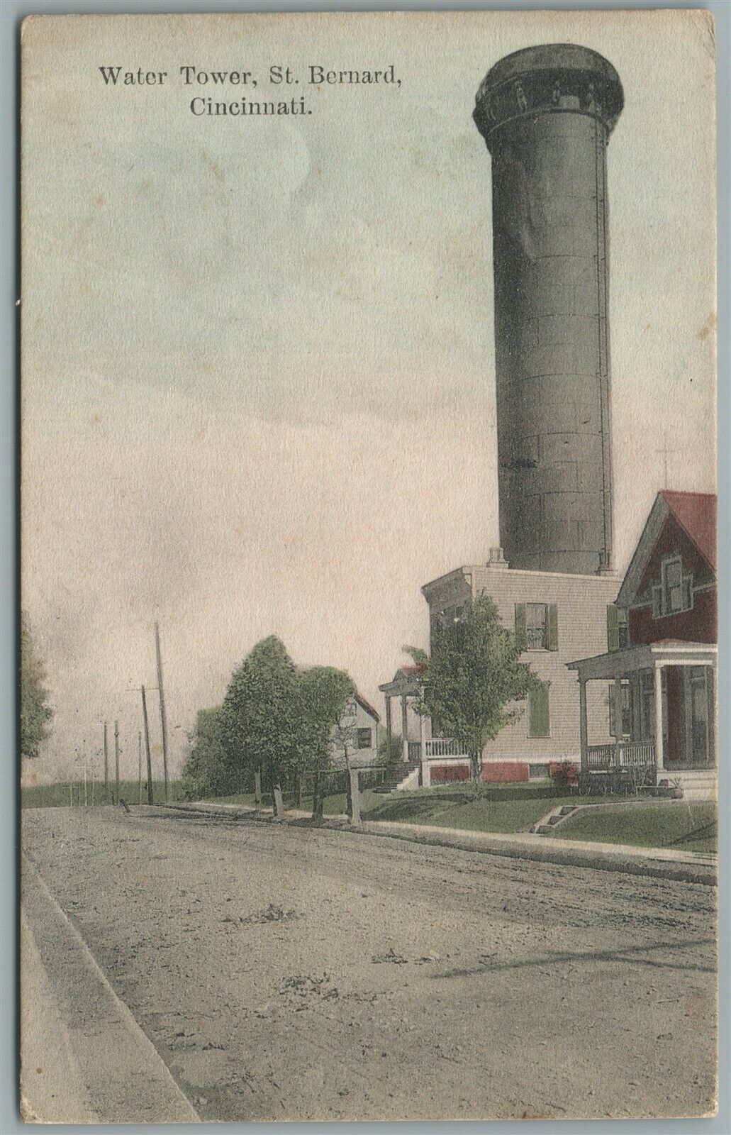 CINCINNATI OH WATER TOWER ST.BERNARD ANTIQUE POSTCARD