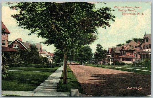 MONTCLAIR NJ WALNUT STREET VALLEY ROAD 1913 ANTIQUE POSTCARD