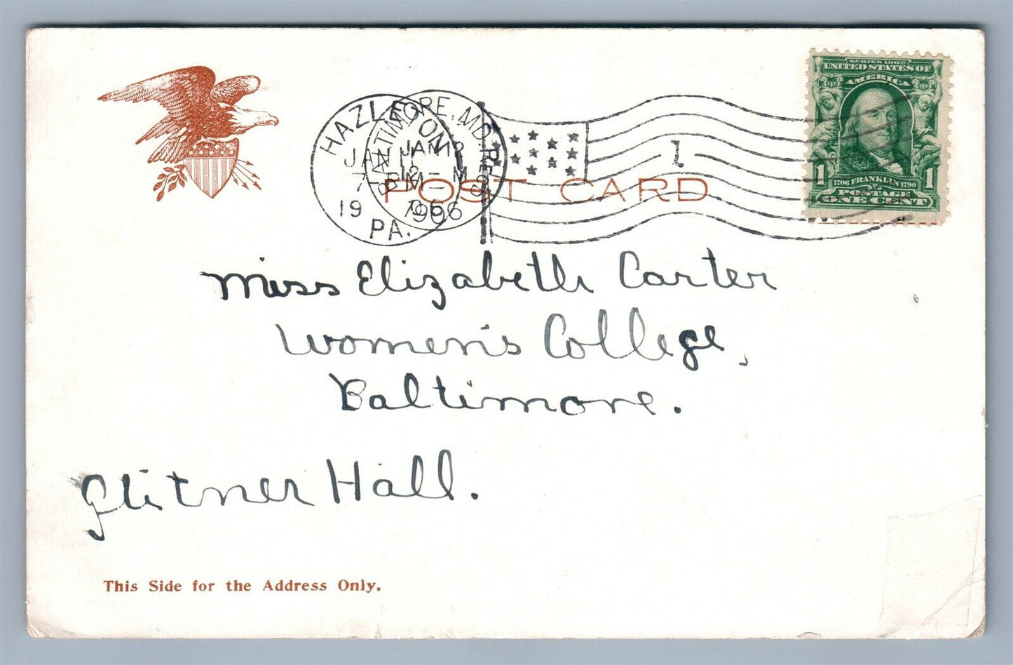 HAZLETON PA MINER'S HOSPITAL ANTIQUE POSTCARD