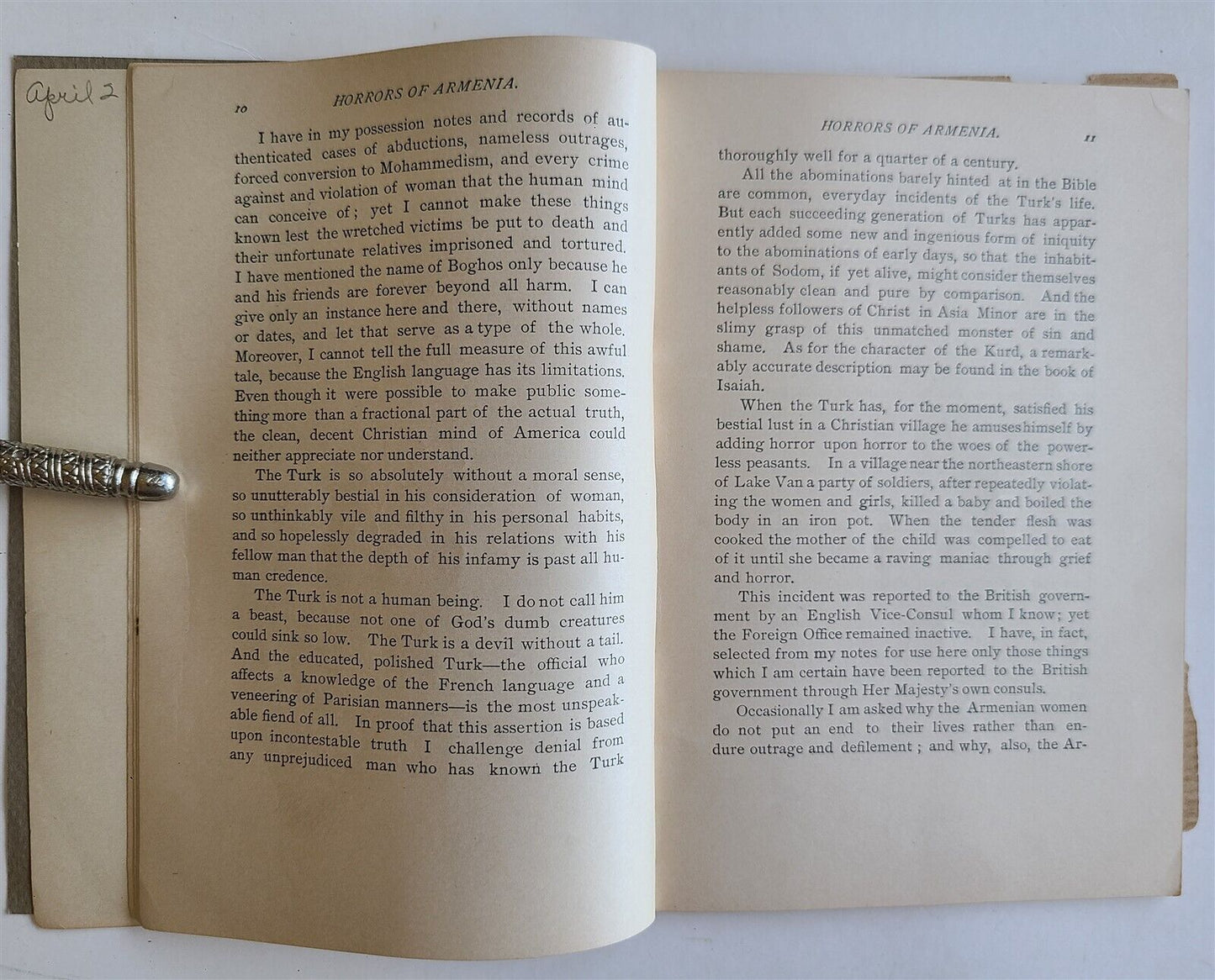 1896 HORRORS of ARMENIA EYE-WITNESS STORY WILLIAM HOWARD antique SCARCE BOOKLET