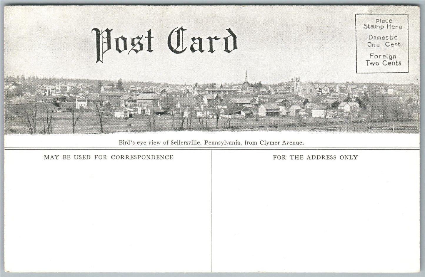 SELLERSVILLE BUCKS COUNTY PA GRAND VIEW HOSPITAL ANTIQUE POSTCARD DOUBLE SIDED