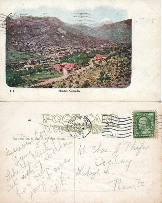 MANITOU CO 1909 ANTIQUE POSTCARD