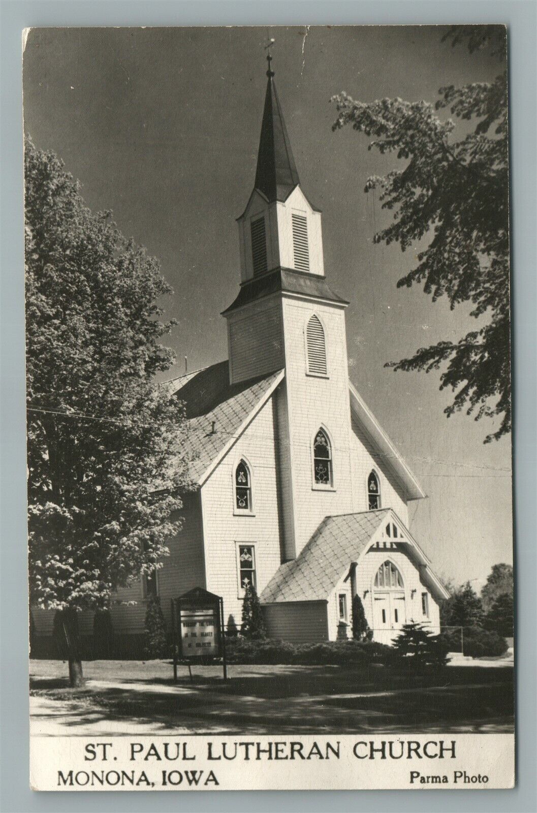 MONONA IA ST. PAUL LUTHERAN CHURCH ANTIQUE REAL PHOTO POSTCARD RPPC