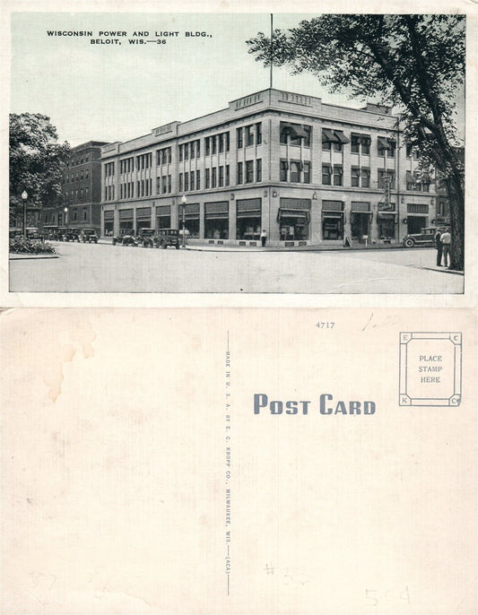 BELOIT WISCONSIN POWER & LIGHT BUILDING VINTAGE POSTCARD